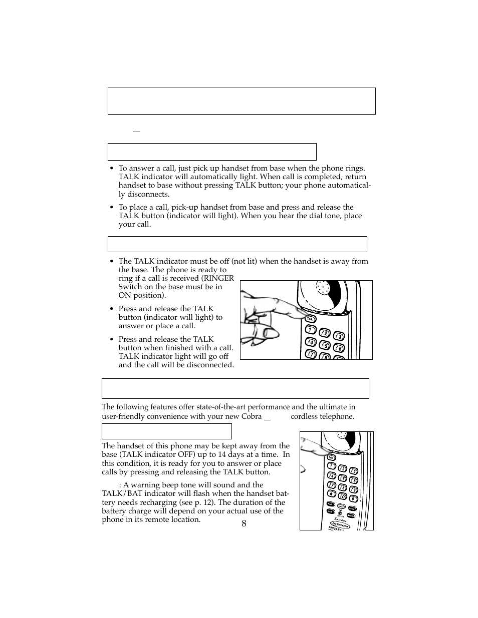 Using your phone, Cordless phone operational features | Cobra Electronics CP-2507 User Manual | Page 9 / 20