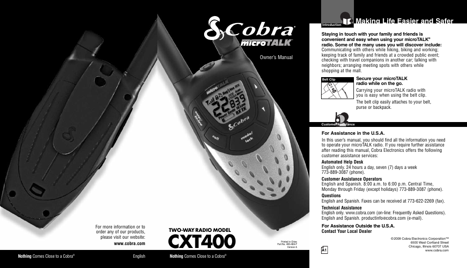 Cobra Electronics CXT400 User Manual | 15 pages