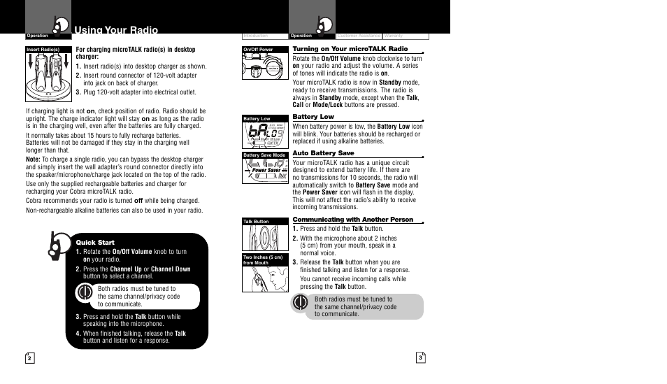 Using your radio | Cobra Electronics CXT400 User Manual | Page 4 / 15