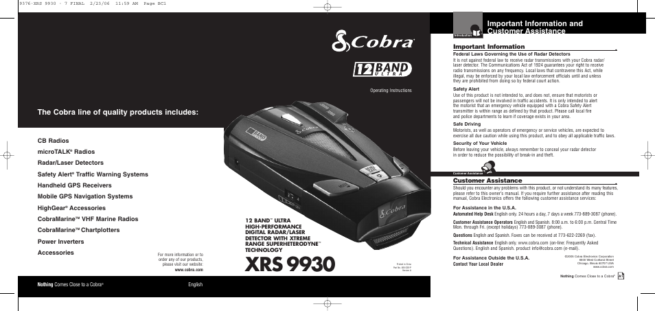 Cobra Electronics XRS 9930 User Manual | 21 pages