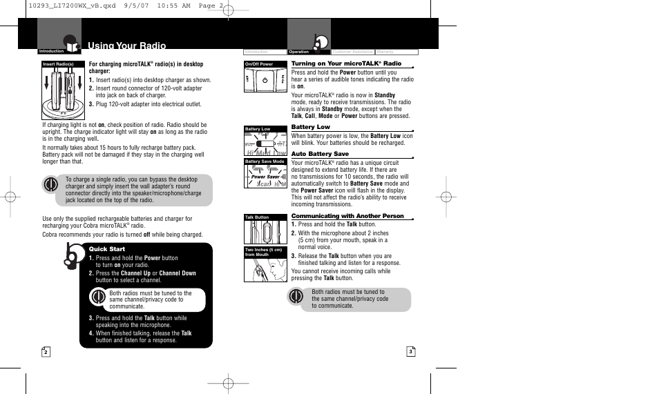 Using your radio | Cobra Electronics LI 7200WX User Manual | Page 4 / 17