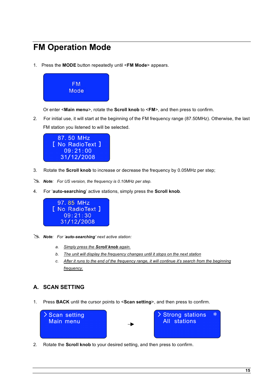 Fm operation mode | Cobra Electronics CIR 1000 A User Manual | Page 18 / 35