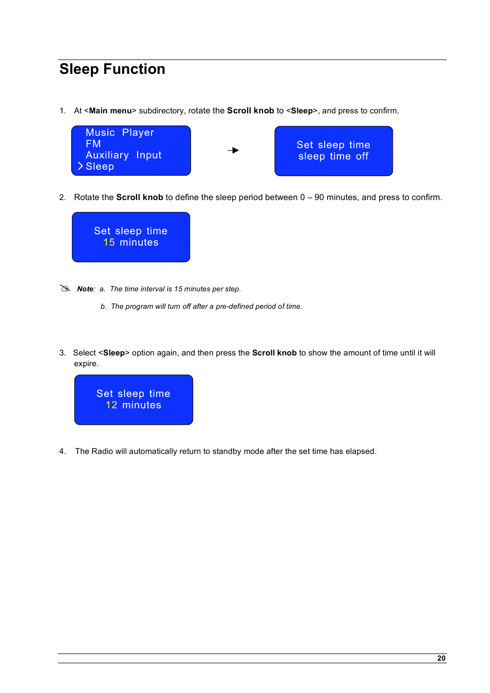 Sleep function | Cobra Electronics CIR 1000 A User Manual | Page 23 / 35