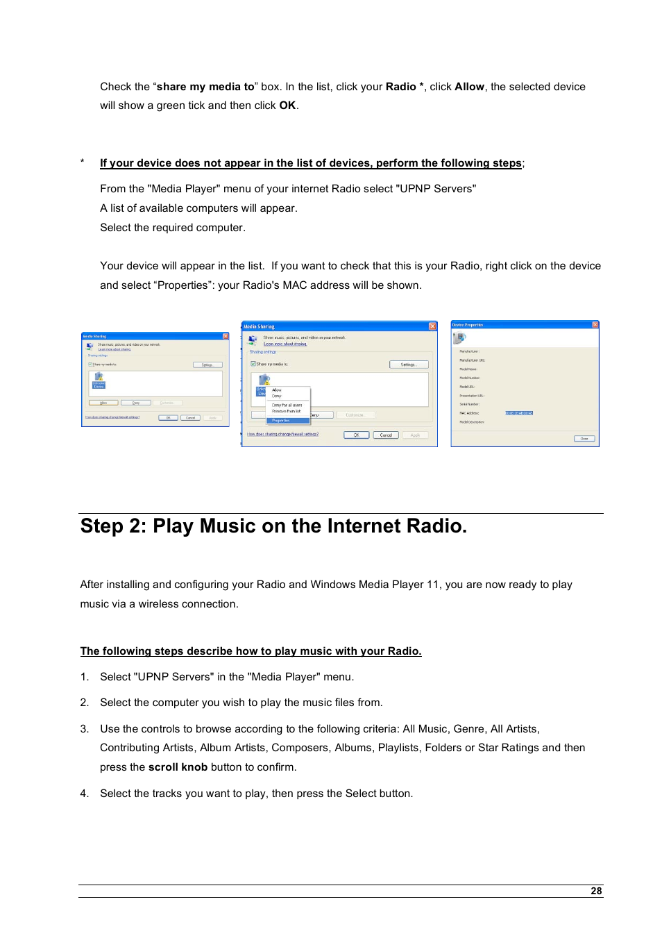 Step 2: play music on the internet radio | Cobra Electronics CIR 1000 A User Manual | Page 31 / 35