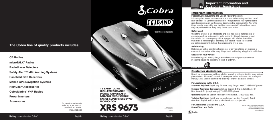 Cobra Electronics XRS 9675 User Manual | 21 pages