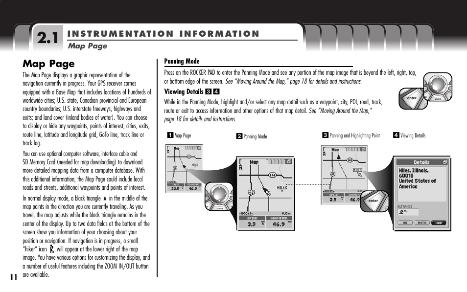 Map page | Cobra Electronics GPS 1000 User Manual | Page 13 / 104