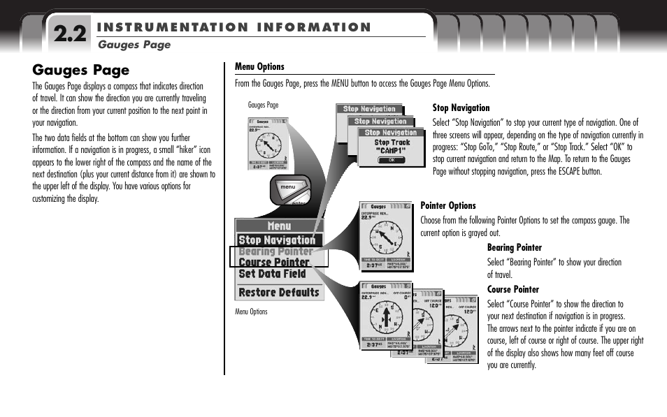Gauges page | Cobra Electronics GPS 1000 User Manual | Page 22 / 104