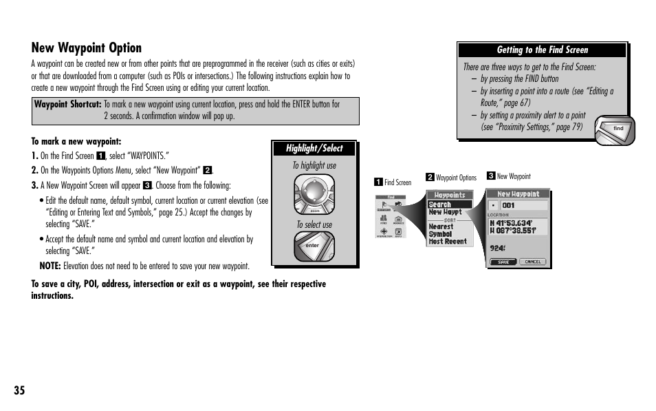 New waypoint option | Cobra Electronics GPS 1000 User Manual | Page 37 / 104