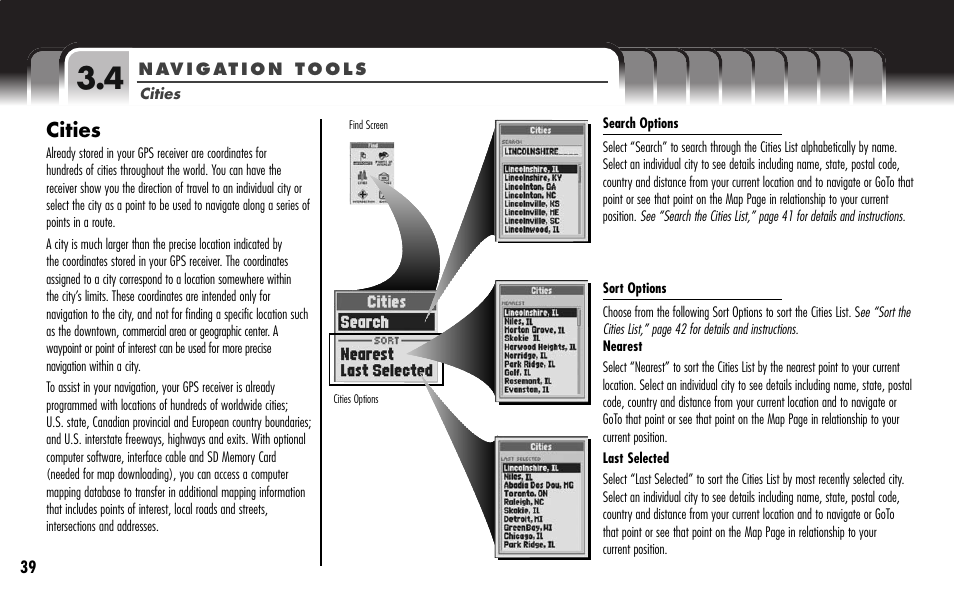 Cities | Cobra Electronics GPS 1000 User Manual | Page 41 / 104