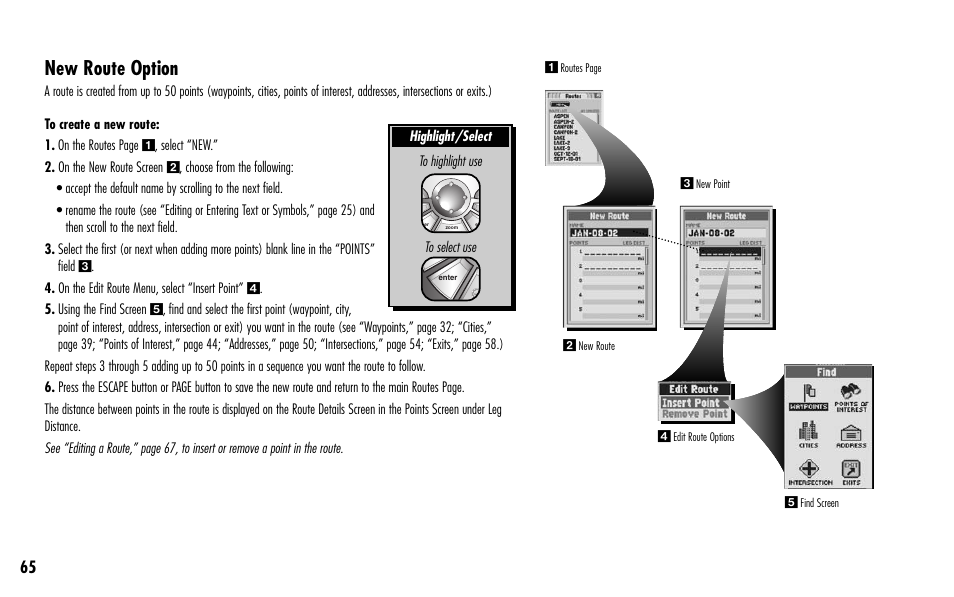 New route option | Cobra Electronics GPS 1000 User Manual | Page 67 / 104