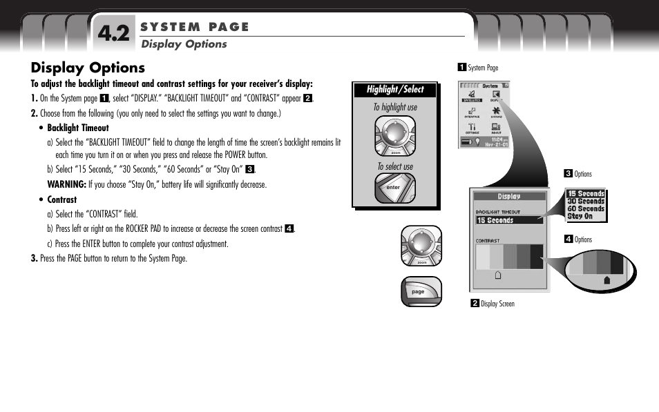 Display options | Cobra Electronics GPS 1000 User Manual | Page 76 / 104