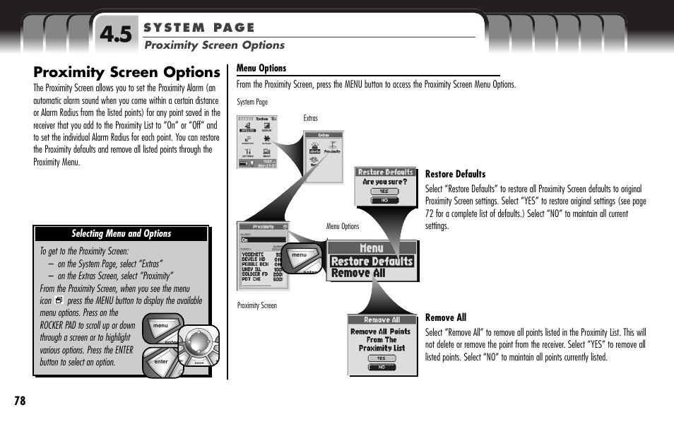 Proximity screen options | Cobra Electronics GPS 1000 User Manual | Page 80 / 104
