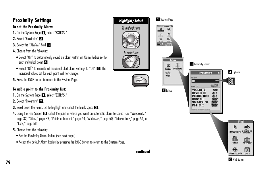 Proximity settings | Cobra Electronics GPS 1000 User Manual | Page 81 / 104