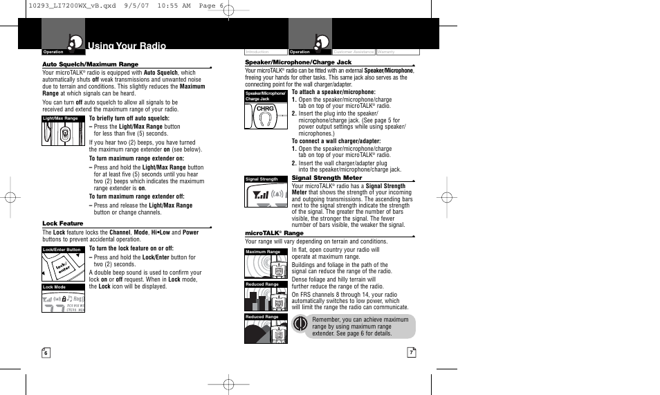 Using your radio | Cobra Electronics MICROTALK LI7200WX User Manual | Page 6 / 17