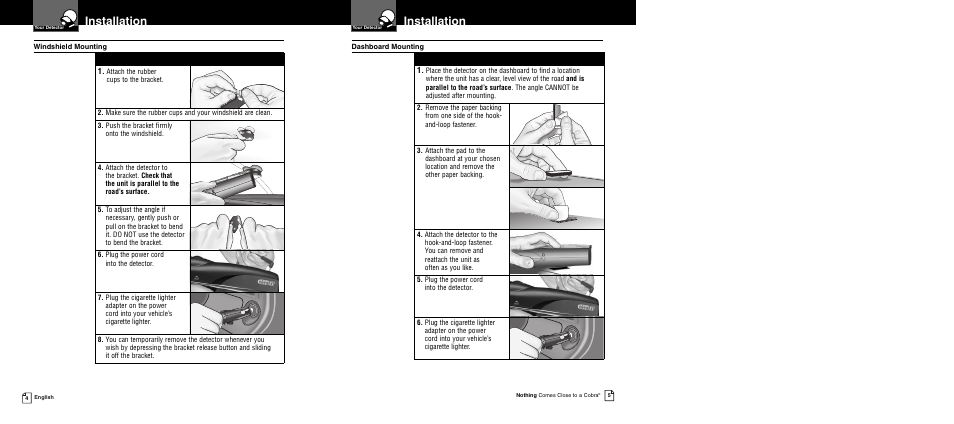 Installation | Cobra Electronics XRS 9960G User Manual | Page 6 / 24