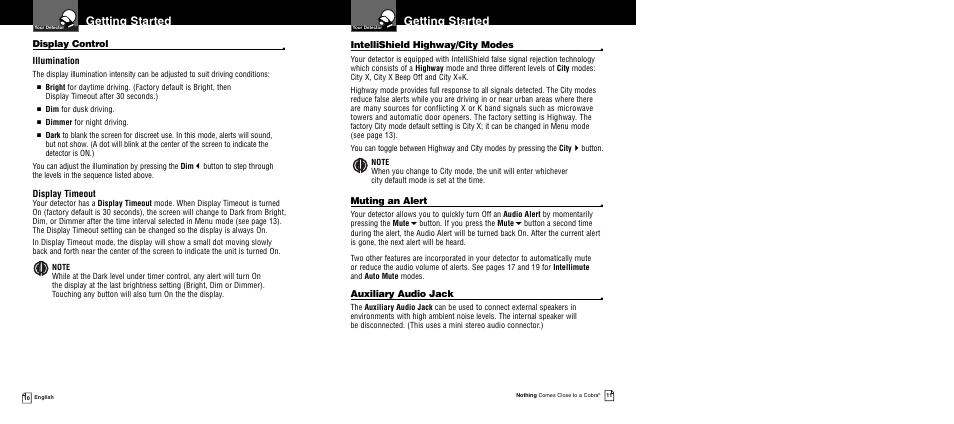 Getting started | Cobra Electronics XRS 9960G User Manual | Page 9 / 24