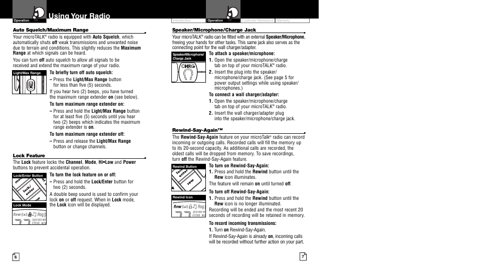 Using your radio, Li 73 00 | Cobra Electronics MicroTalk CXR950 User Manual | Page 6 / 17