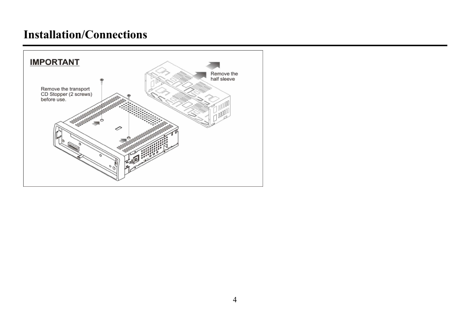 Installation/connections | Hyundai H-CDM8048 User Manual | Page 4 / 39