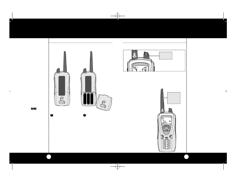 Operation, Battery installation, Turning on your microtalk professional antenna | Cobra Electronics microTalk Professional 2-Way Radio User Manual | Page 2 / 29