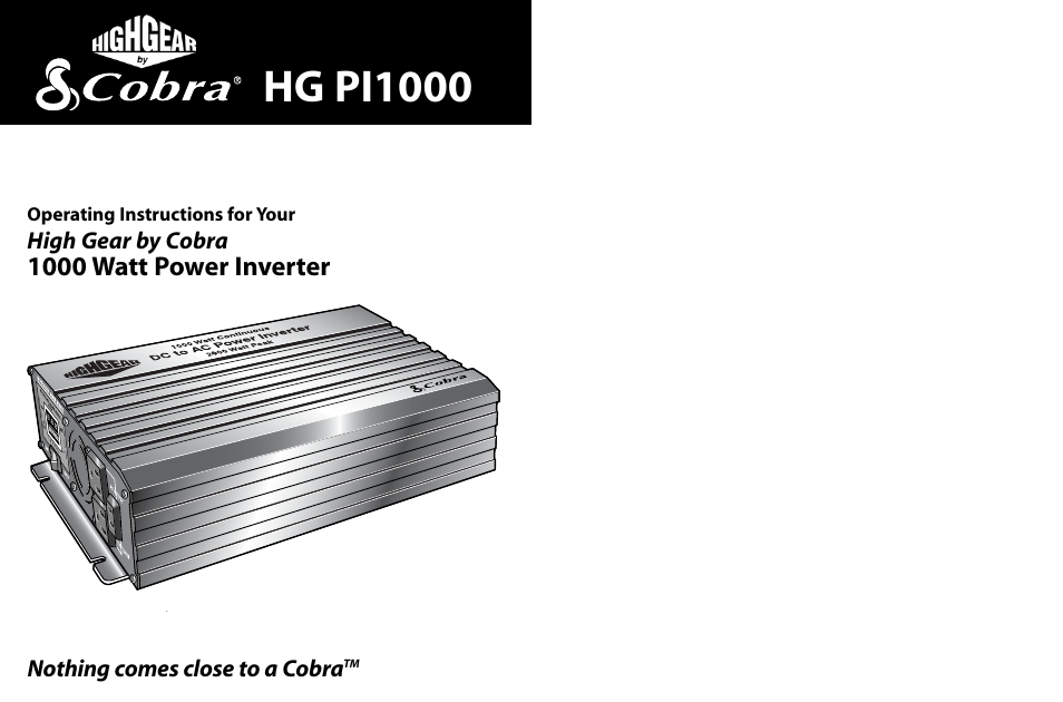 Cobra Electronics HG-PI1000 User Manual | 15 pages