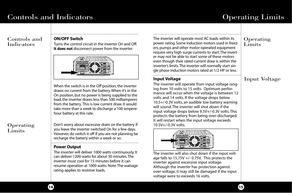 Operating limits, Controls and indicators | Cobra Electronics HG-PI1000 User Manual | Page 11 / 15