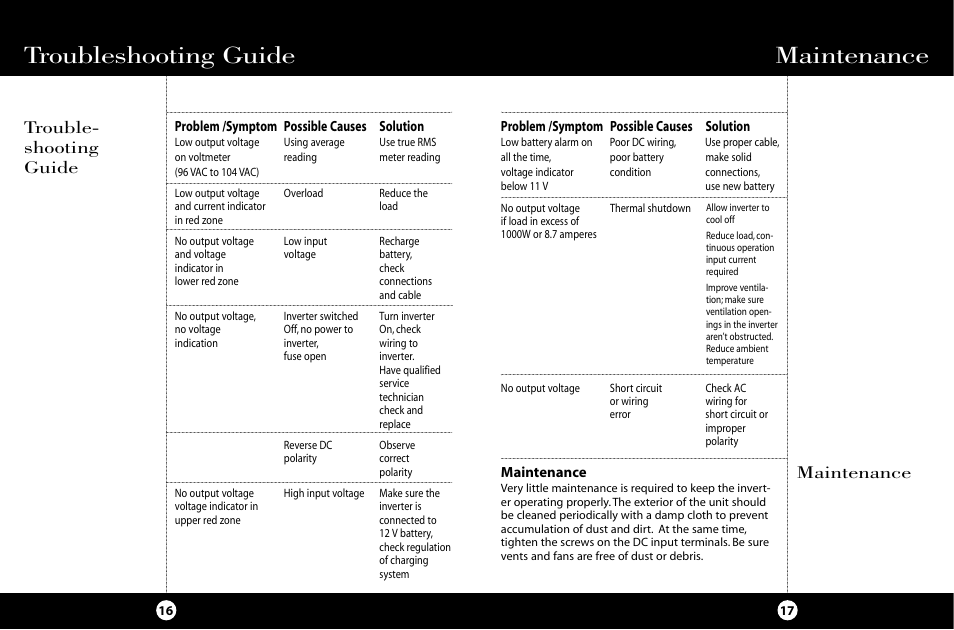 Troubleshooting guide, Maintenance, Trouble- shooting guide | Cobra Electronics HG-PI1000 User Manual | Page 12 / 15
