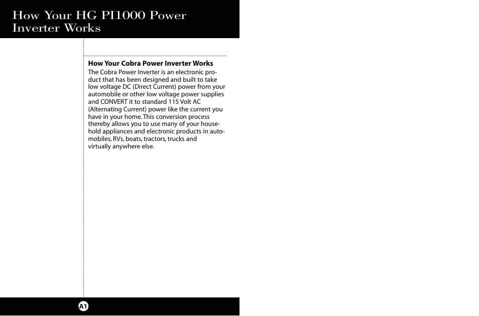 How your hg pi1000 power inverter works | Cobra Electronics HG-PI1000 User Manual | Page 2 / 15