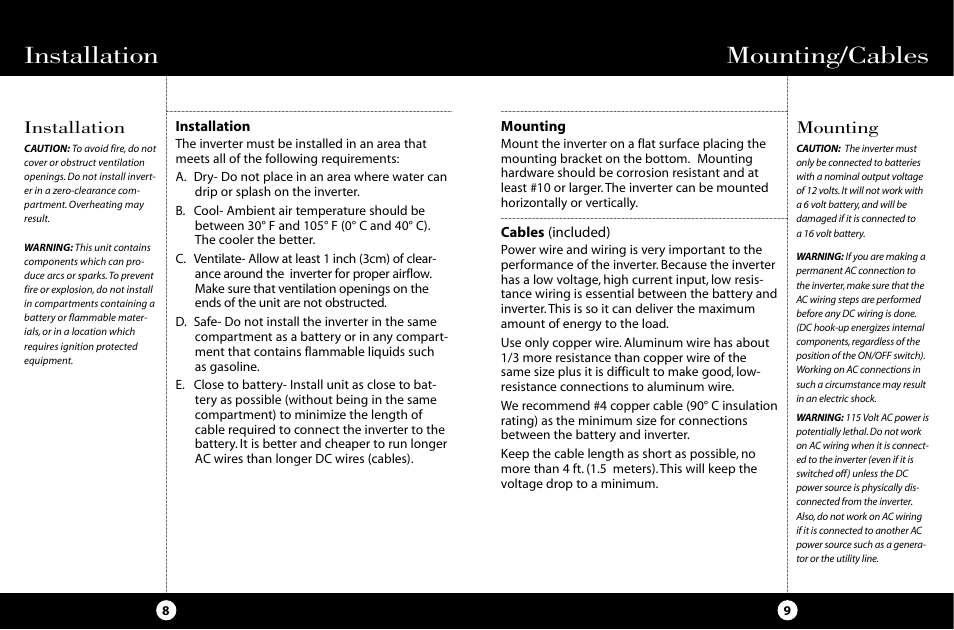 Mounting/cables, Mounting, Installation | Cobra Electronics HG-PI1000 User Manual | Page 8 / 15