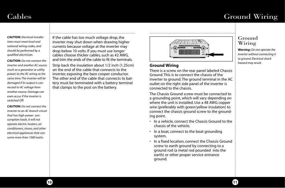Cables, Ground wiring | Cobra Electronics HG-PI1000 User Manual | Page 9 / 15
