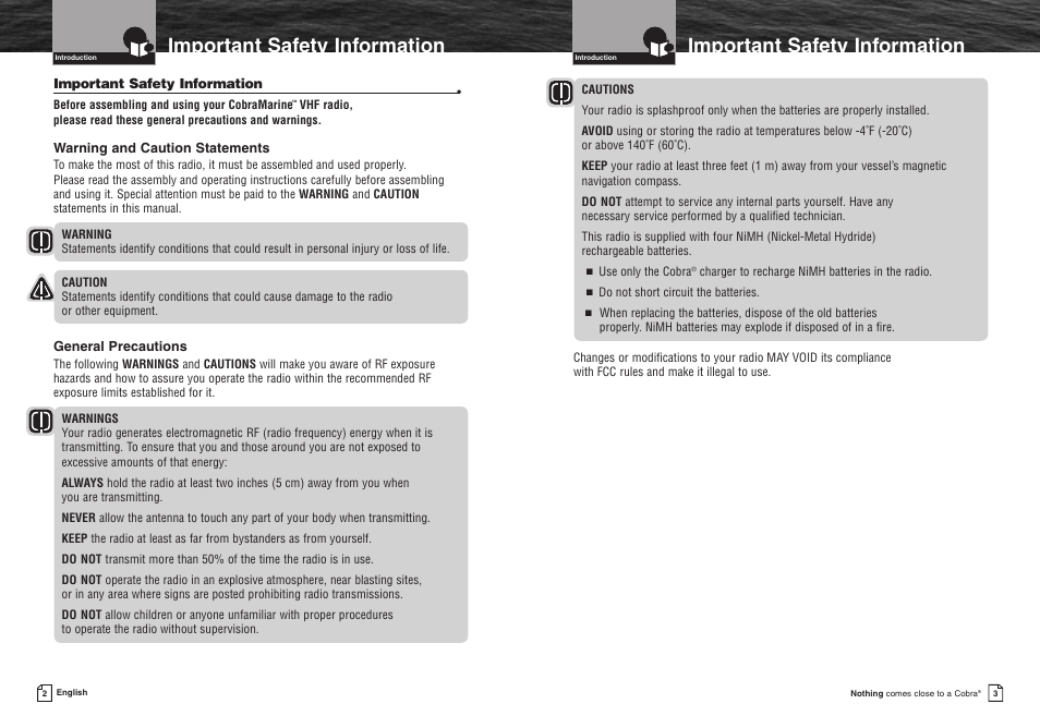 Important safety information | Cobra Electronics MR HH90 VP User Manual | Page 4 / 23