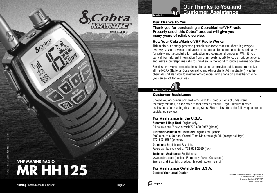 Cobra Electronics MR HH125 User Manual | 30 pages