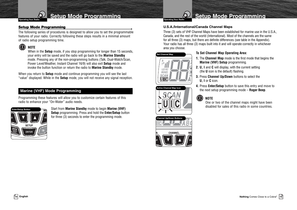 Setup mode programming | Cobra Electronics MR HH125 User Manual | Page 10 / 30