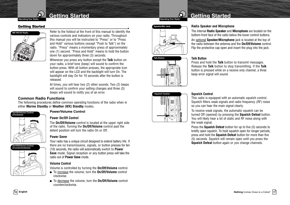 Getting started | Cobra Electronics MR HH125 User Manual | Page 8 / 30