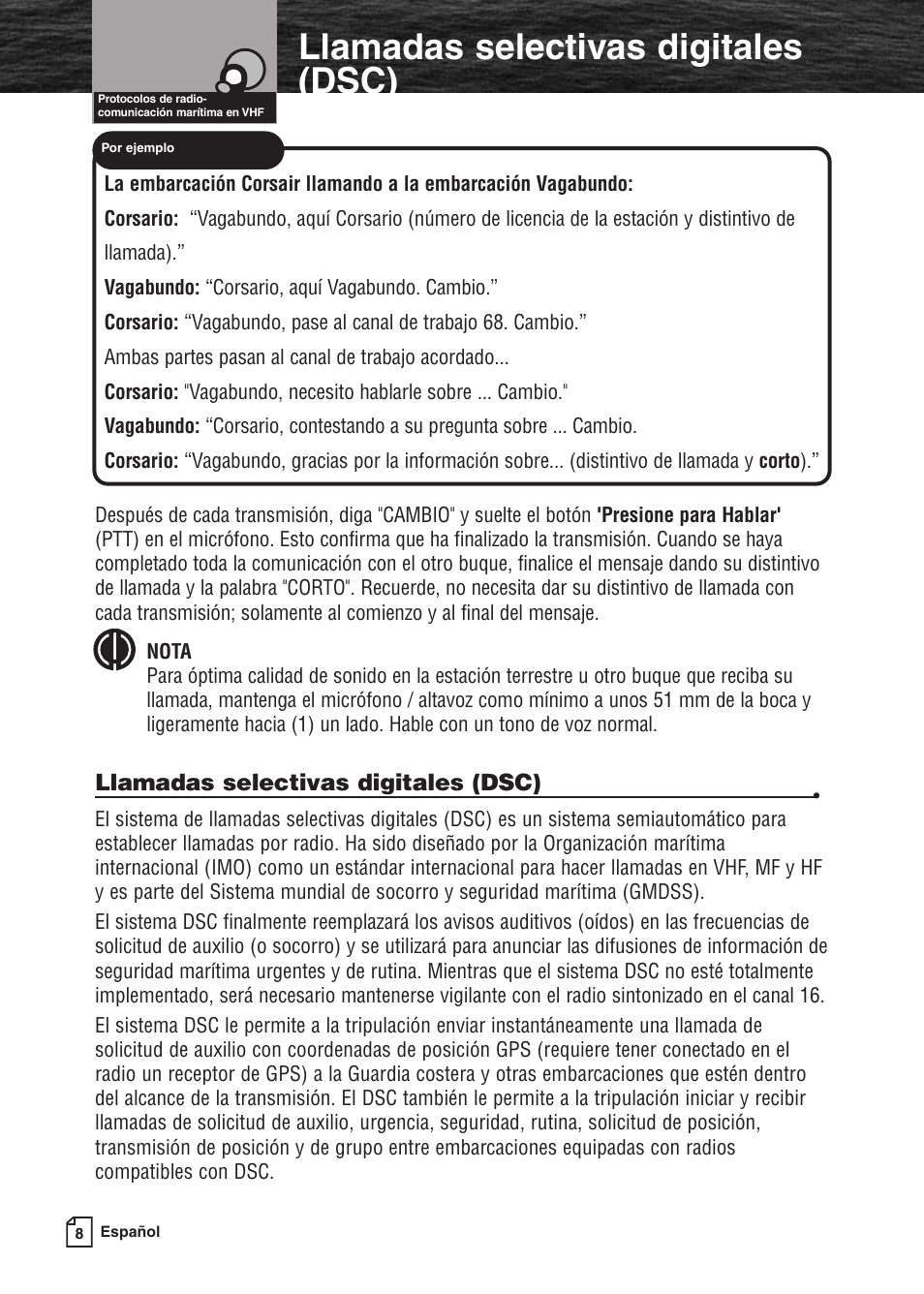Notice, Caution, Warning | Llamadas selectivas digitales (dsc) | Cobra Electronics MARINE MR F80B User Manual | Page 11 / 83