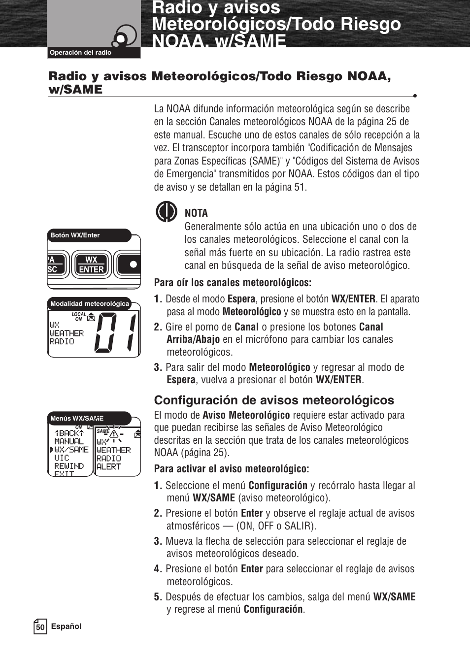 Configuración de avisos meteorológicos | Cobra Electronics MARINE MR F80B User Manual | Page 53 / 83