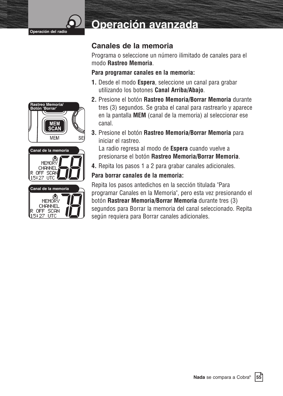 Operación avanzada | Cobra Electronics MARINE MR F80B User Manual | Page 58 / 83