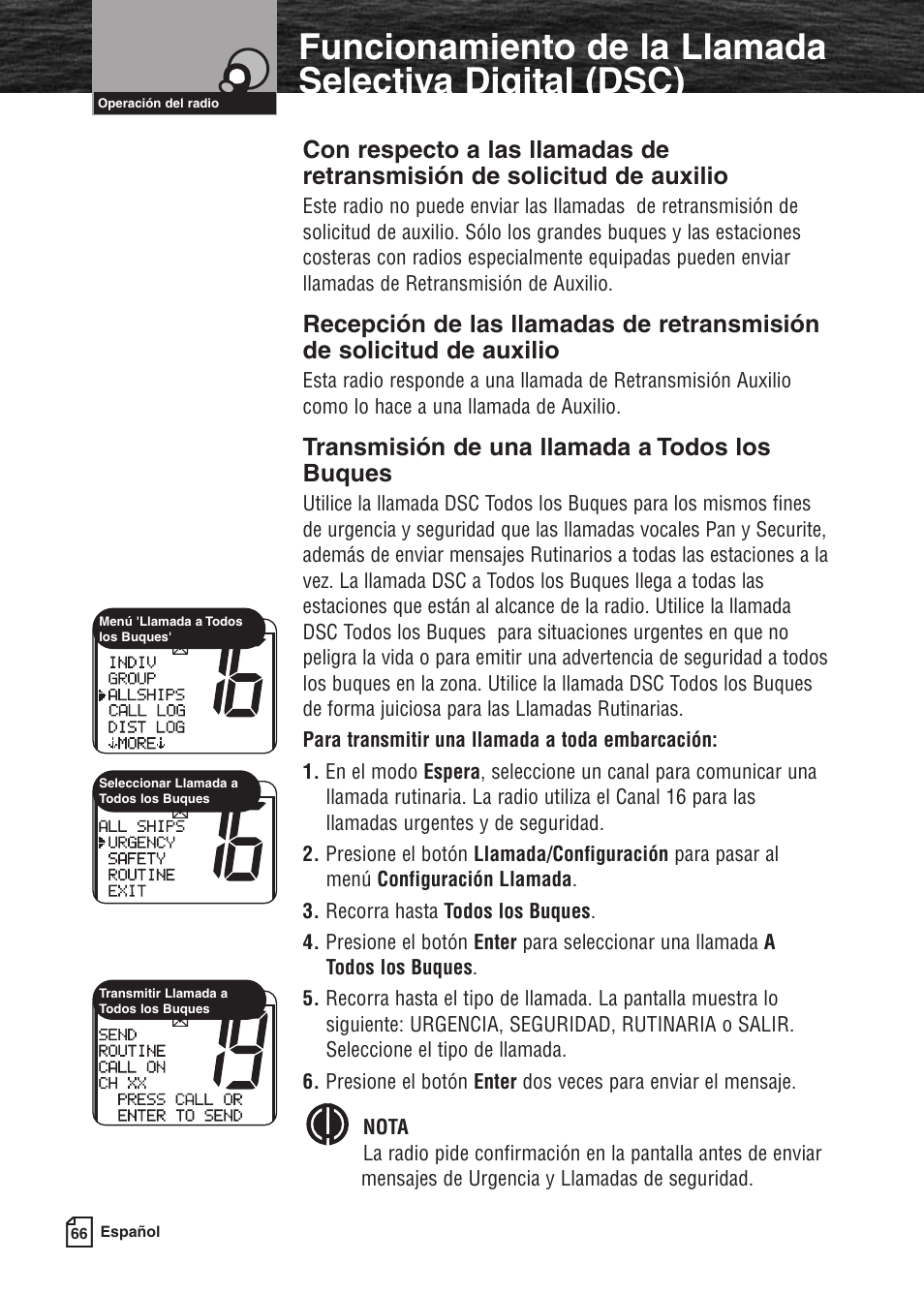 Características del producto, Transmisión de una llamada a todos los buques | Cobra Electronics MARINE MR F80B User Manual | Page 69 / 83