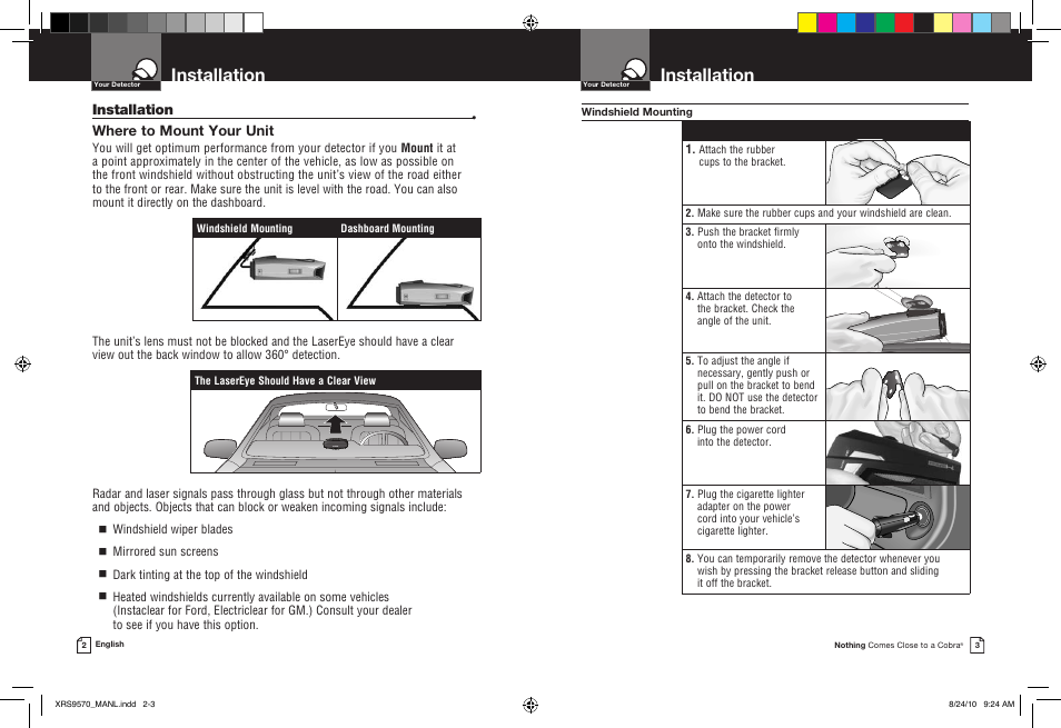 Installation, Where to mount your unit | Cobra Electronics 14 BAND XRS 9570 User Manual | Page 4 / 15