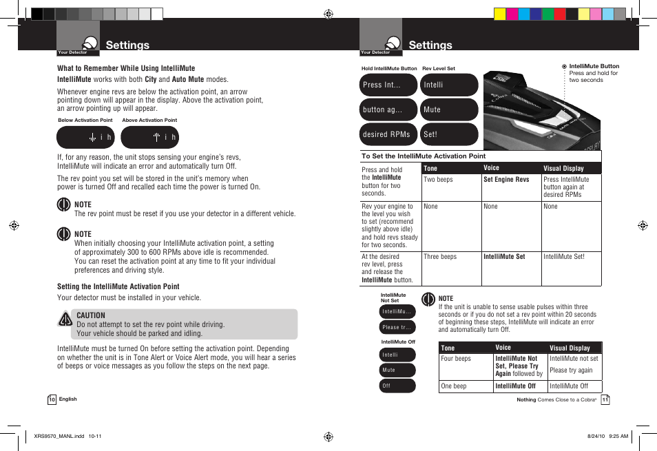 Settings | Cobra Electronics 14 BAND XRS 9570 User Manual | Page 8 / 15