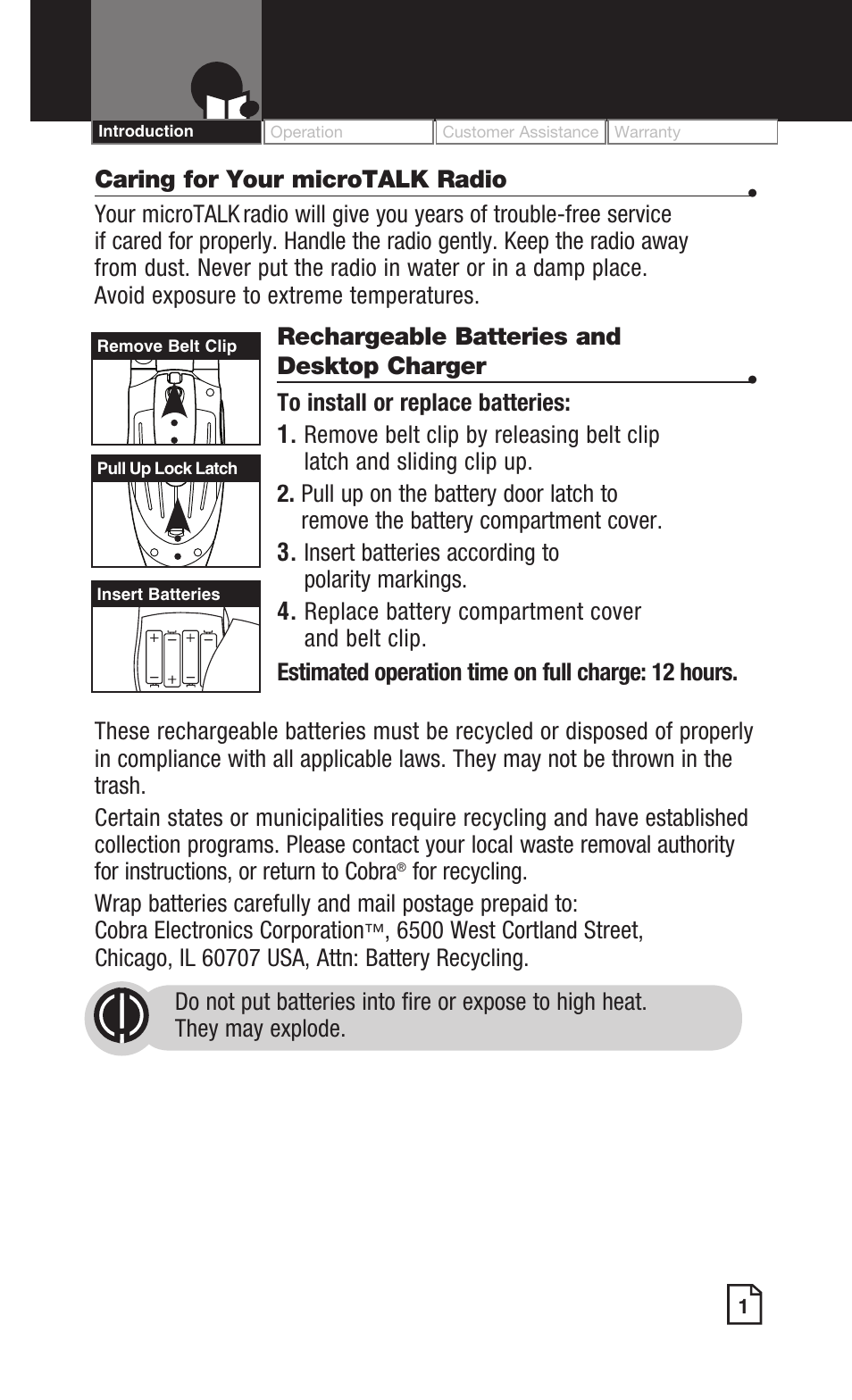 Cobra Electronics MICROTALK CXT425 User Manual | Page 3 / 15