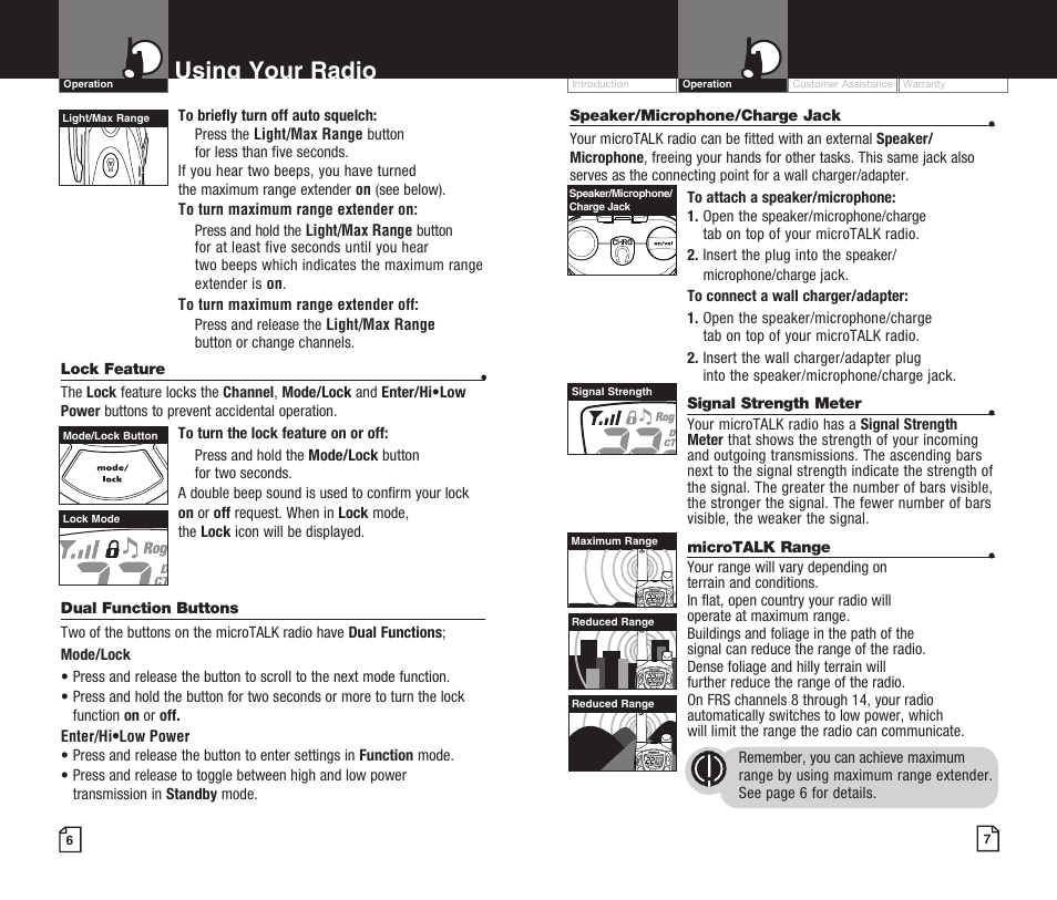 Using your radio | Cobra Electronics MICROTALK CXT425 User Manual | Page 6 / 15