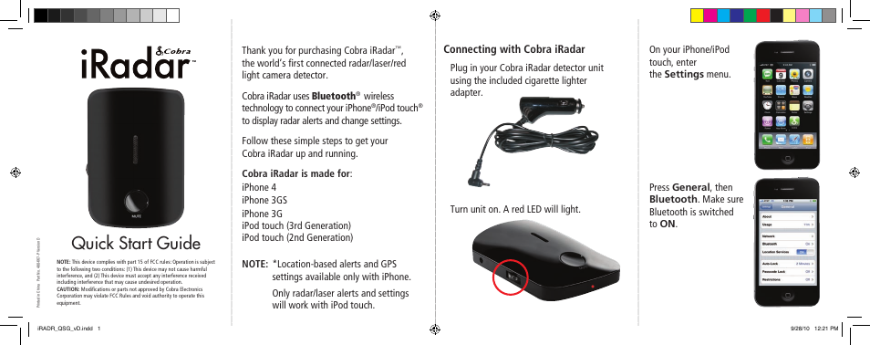 Cobra Electronics IRADAR 480-667-PVERSIOND User Manual | 2 pages
