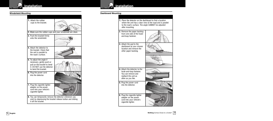 Installation | Cobra Electronics XRS 9940 User Manual | Page 5 / 21