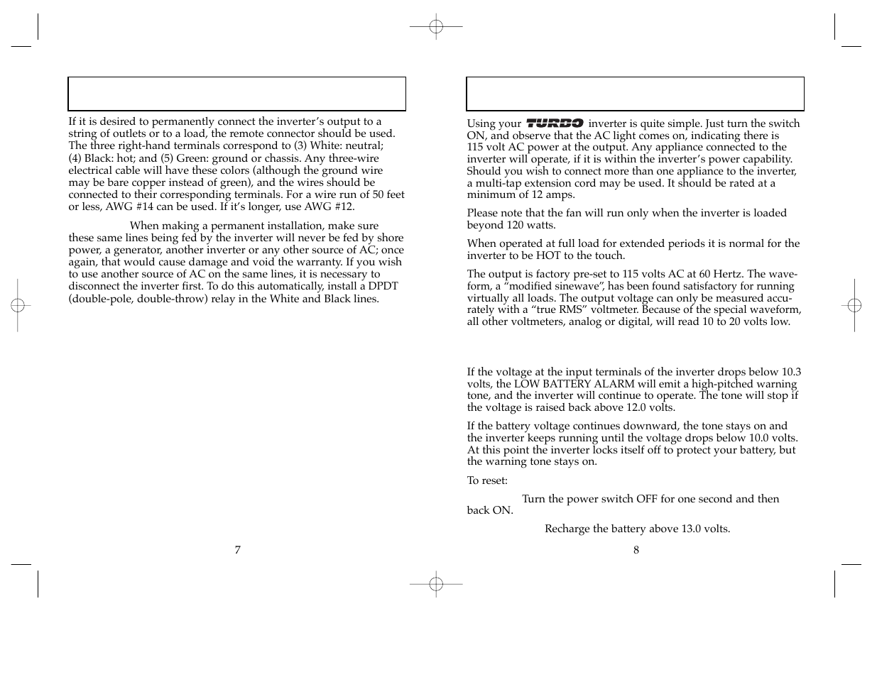 Low battery, Operation, Hard-wired output | Cobra Electronics ROAD WARRIOR User Manual | Page 5 / 8