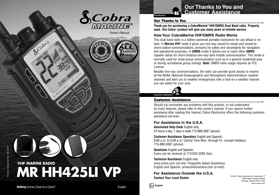 Cobra Electronics MR HH425LI VP User Manual | 42 pages