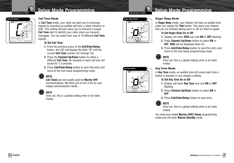 Setup mode programming | Cobra Electronics MR HH425LI VP User Manual | Page 28 / 42