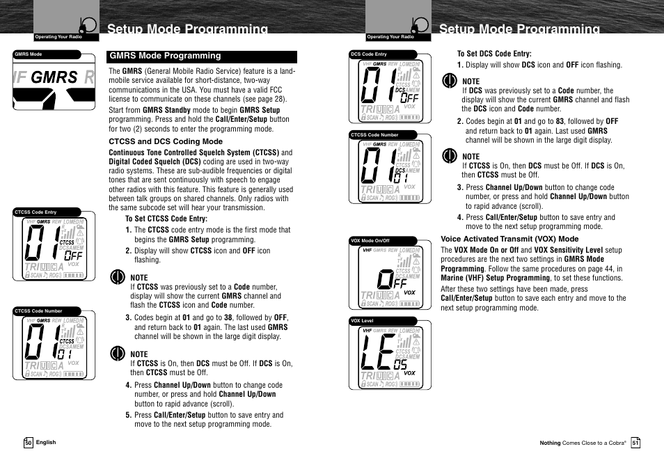 Setup mode programming | Cobra Electronics MR HH425LI VP User Manual | Page 29 / 42
