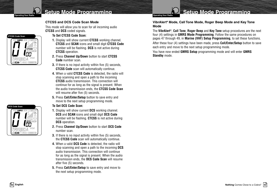 Setup mode programming | Cobra Electronics MR HH425LI VP User Manual | Page 30 / 42