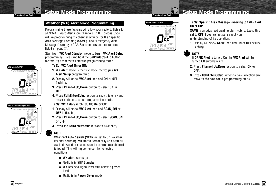 Setup mode programming | Cobra Electronics MR HH425LI VP User Manual | Page 31 / 42