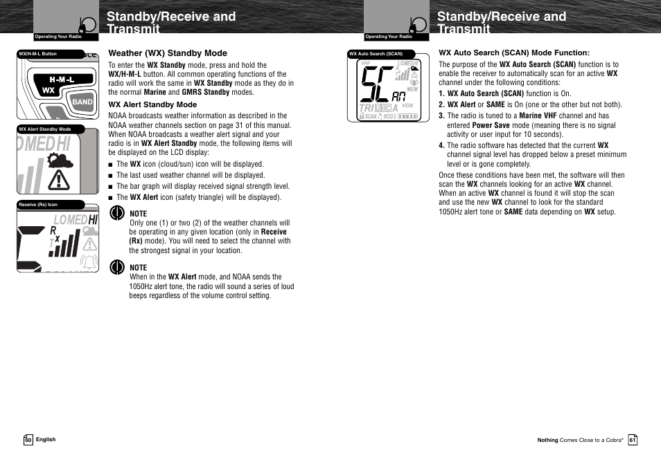 Standby/receive and transmit | Cobra Electronics MR HH425LI VP User Manual | Page 34 / 42